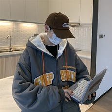 新款卫衣男冬季加绒开衫连帽情侣外套ins港风青少年棉服W2474-P54，男装卫衣，星座512-2