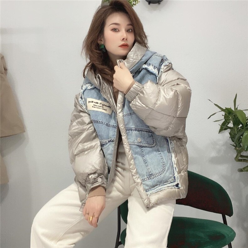 拼牛仔羽绒服,女装羽绒服,YCJ