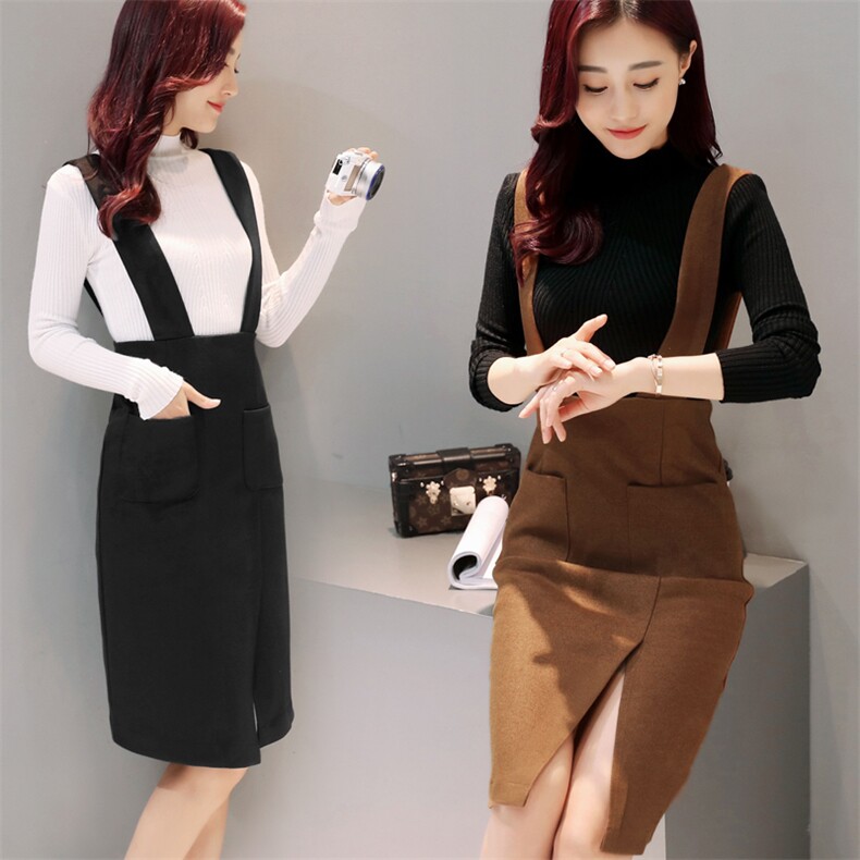 韩版2021年秋季时尚背带裙简约百搭优雅甜美套装/套裙，女装套装/套裙，火爆靓佳人