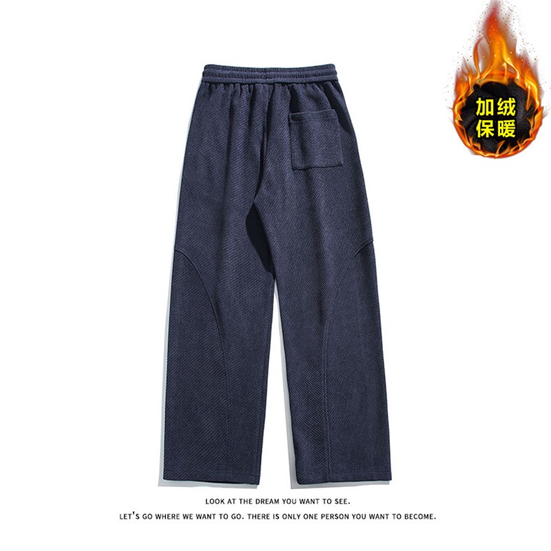 复古运动风加绒保暖休闲裤男宽松直筒长裤K8695JR（加绒）特价P49,男装棉衣,电商A007