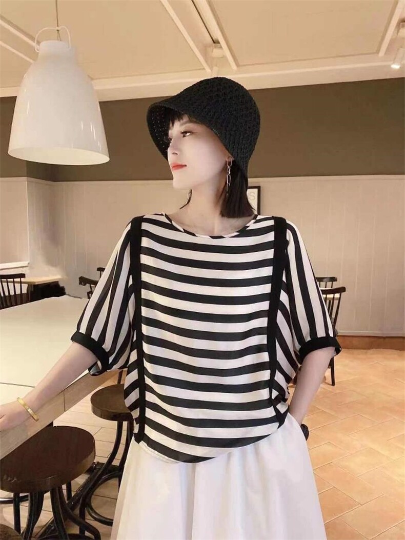 夏季新款条纹波点短袖小衫，女装，跳跳虫