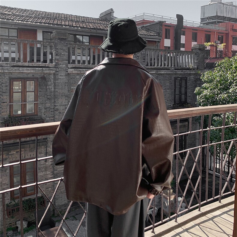 1美式鳄鱼纹钢印大码M-5XL面层：PU皮夹克男JK8749P90控128，男装夹克，星座226-2