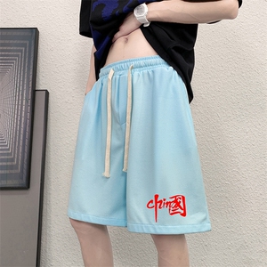HD74276-P22 华夫格短裤男大码宽松五分裤男直筒中裤图片