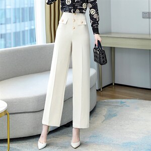 高端职业女春秋2023新款时尚气质女神范印花衬衫阔腿裤，女装休闲裤，卡杰菲