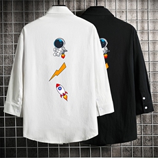 QC58165-P45亚七分袖衬衫男大码五分袖衬衣男短袖网格挂拍，男装衬衫，电商A040A