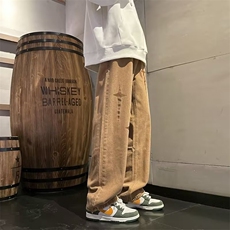 牛仔裤男春季水洗复古做旧裤子潮牌ins美式高街宽松直筒裤子，男装牛仔裤，星座716-4