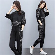 大量现货2023新款醋酸印花拼接舒适显瘦气质套装,女装套装/套裙,奕薇雅