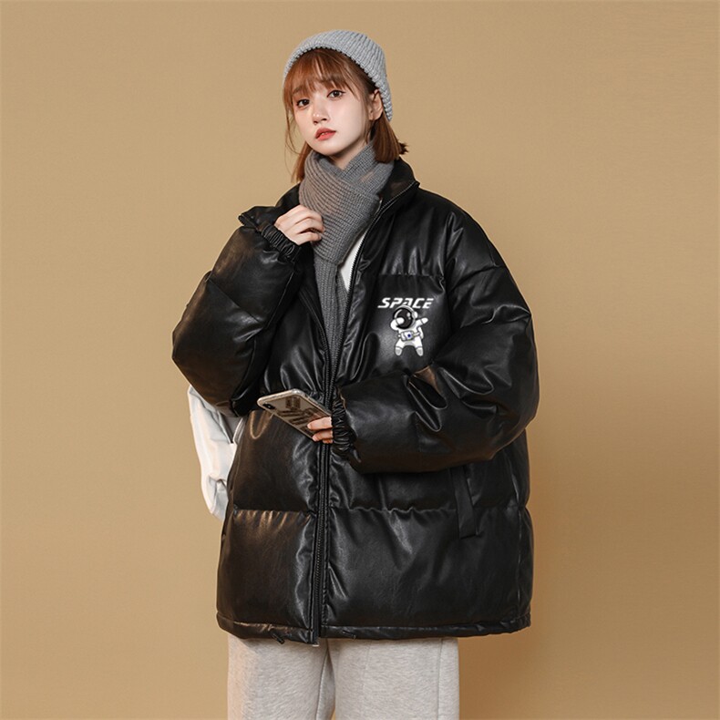 冬季新款宽松大码PU皮加厚款棉服潮纯色百搭款XZ102A-4-5139-P115,男装棉衣,星座211-2
