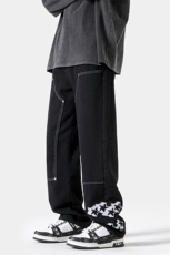 现货美式ins高街牛仔裤百搭微喇刺绣铆钉拼接牛仔裤K2321-P65，男装牛仔裤，电商A062