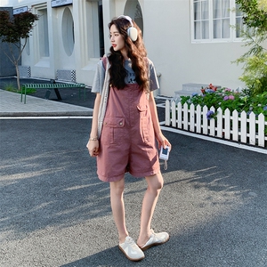 树莓粉日系学院风休闲背带裤夏季新款小个子今年流行高级感连衣裤图片