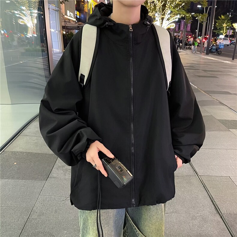 C411-P53外套男春秋短款夹克2025新款男士长袖连帽夹克百搭,男装夹克,电商B323A