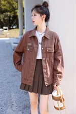 粉色牛仔春秋女2025新款青春减龄甜美学院风宽松半身裙，女装牛仔外套，意芙