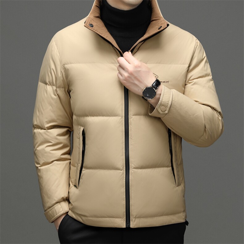 新款御寒羽绒服男士短款保暖宽松立领上衣中年休闲冬季保暖外套图片