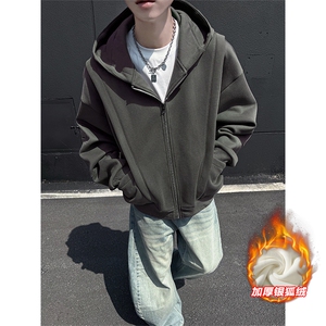 银狐绒480g重磅痞帅大码华棉卫衣外套男W5408J加绒-特P80控148图片