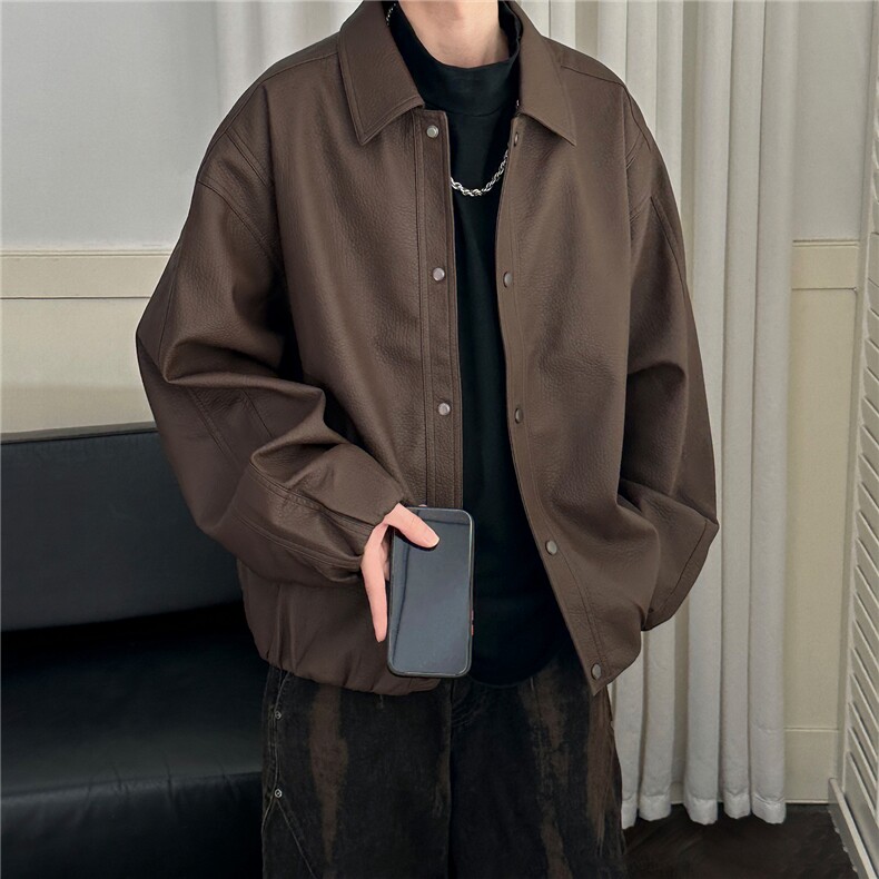 现货新款痞帅潮牌机车皮衣外套男士春秋A351-AP2639-p125控199，男装皮衣，电商A351