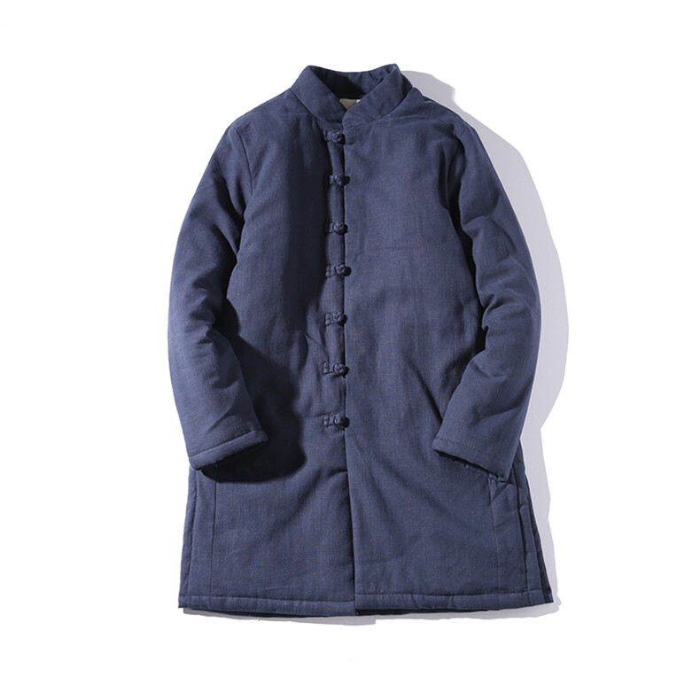 9005^冬季中式棉袄风棉服中长款男士立领休闲加厚棉服外套,男装棉衣,钱塘777(原3023)