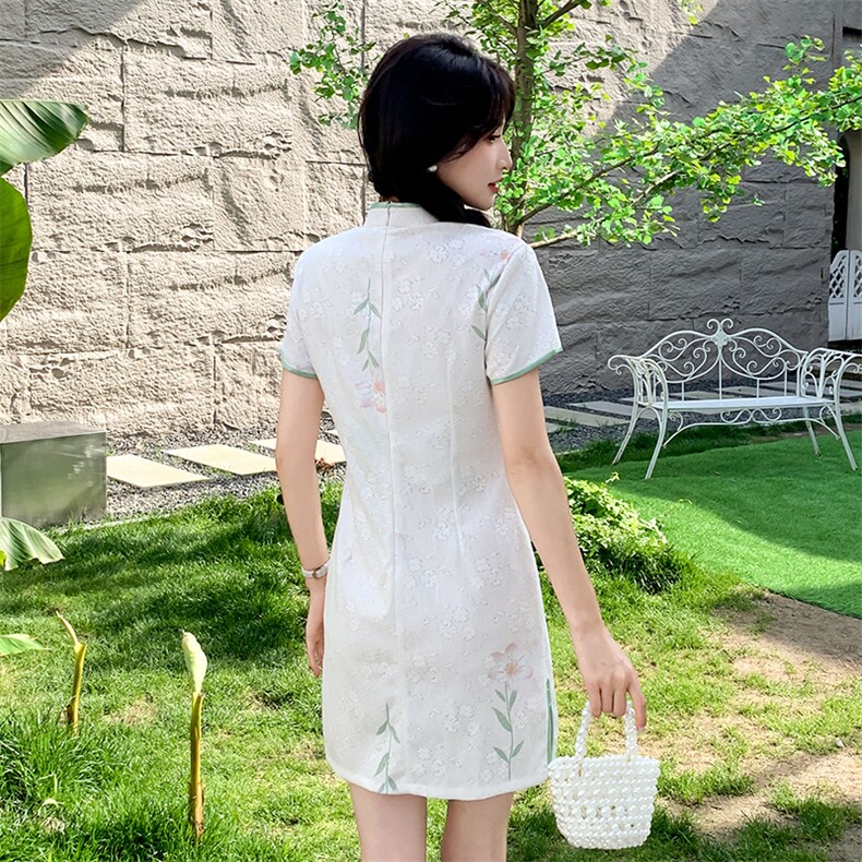 现货2024改良旗袍连衣裙年轻款女夏季新中式高级感禅意碎花裙,商品下架区,网红馆