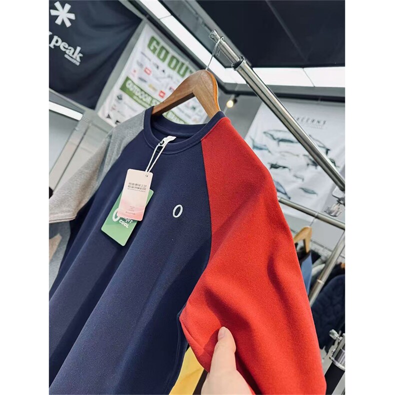 高品秋冬双面德绒不对称撞色插肩休闲打底T恤衫男女A1189-P40,男装T恤,星座1505