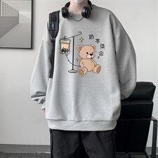 华夫格卫衣圆领卫衣男大码长袖t恤男外套HW76194-P30加绒款-P40，男装卫衣，电商A040