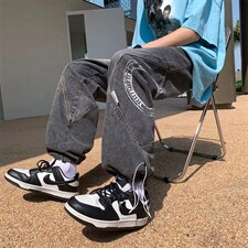 美式vibe风裤子男夏季潮牌高街ins束脚牛仔裤宽松阔腿裤NK458-P45，男装牛仔裤，星座1008-1