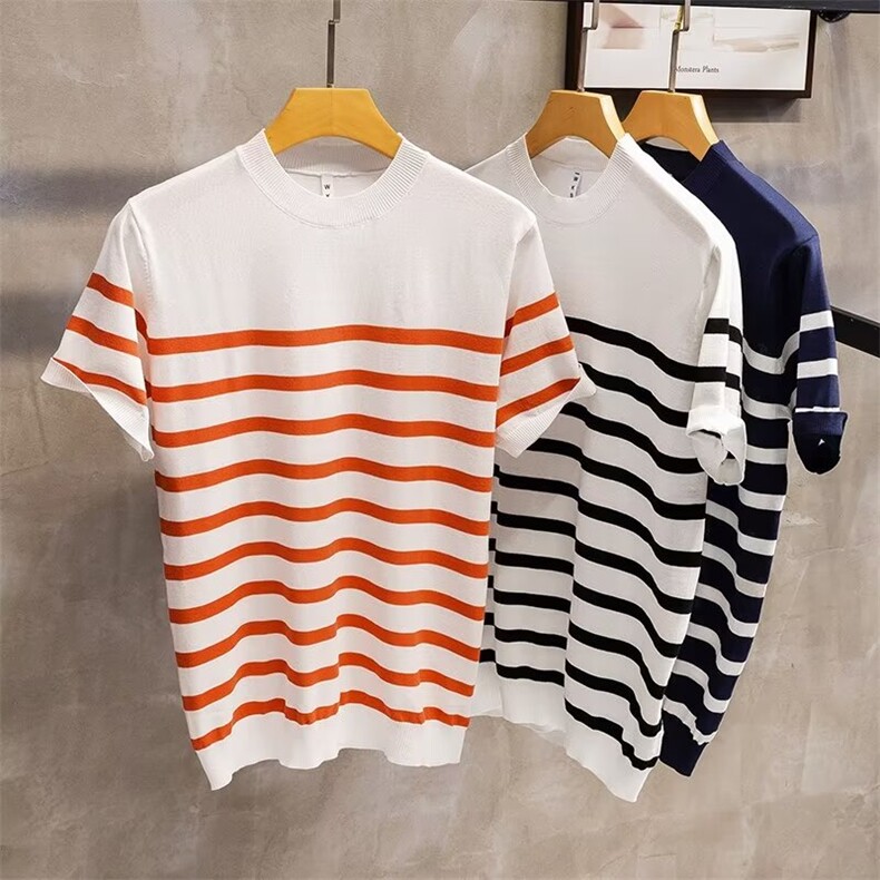 夏季男士冰丝针织短袖T恤休闲时尚百搭上衣,男装T恤,星座1013