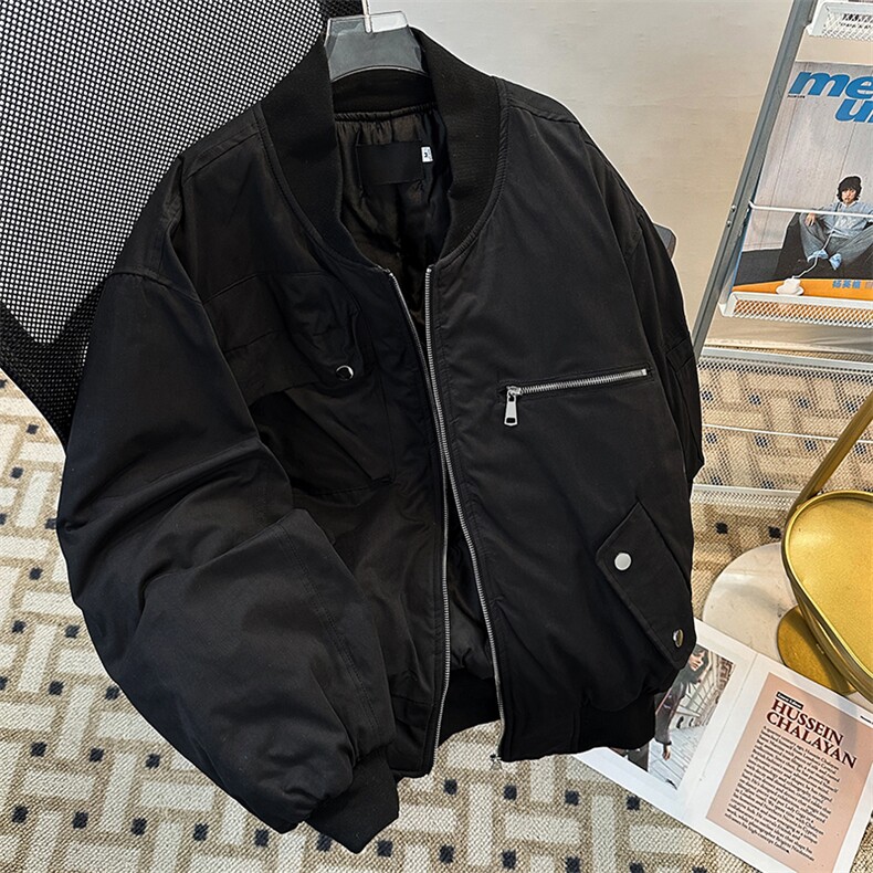 美式工装拉链加厚棒球服棉服宽松潮牌飞行服外套夹克MY0857-P100图片