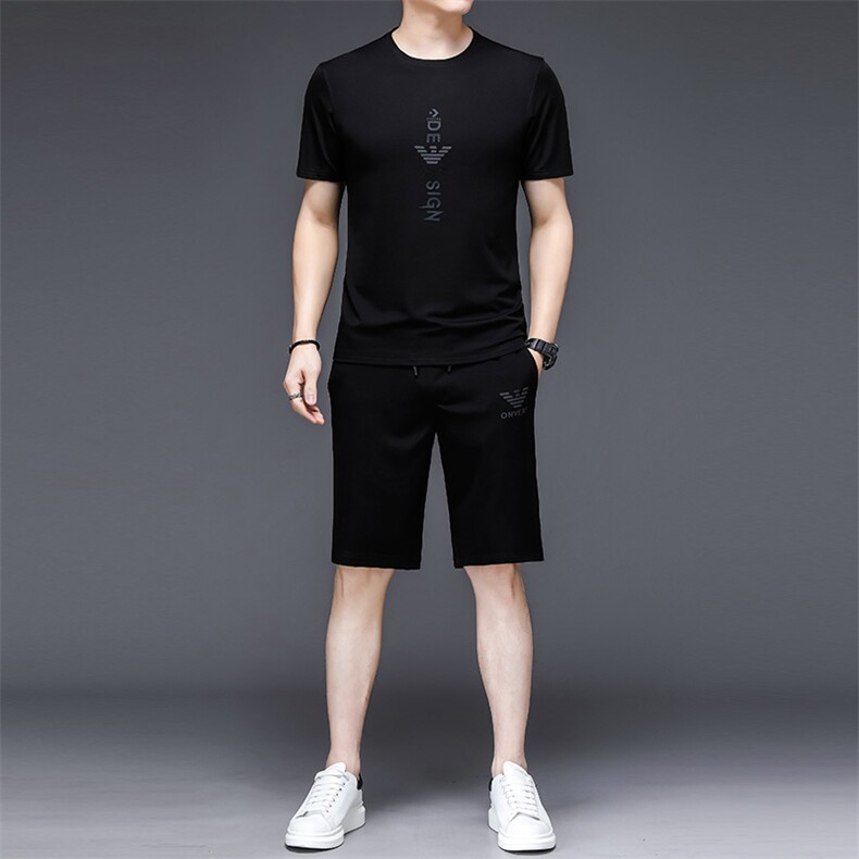 中年人运动服套装男士夏季新款商务休闲服中老年短袖圆领三件套男,男装休闲套装,电商B212（原钱塘6029）