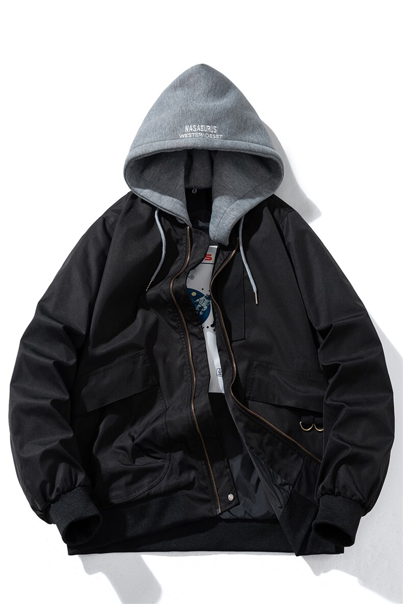 现货三色带帽可拆卸秋冬飞行服棉服情侣装夹克潮牌炸街外套,男装夹克,电商A105