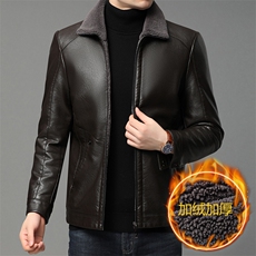 DP7555钱塘2020-冬加厚款加绒商务休闲简约中年男士皮衣P122，男装皮衣，钱塘207-2