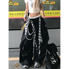 AK2251-P52可拆卸屁帘#【速干面料】美式嘻哈叠穿阔腿裤女，男装休闲裤，星座617A-2