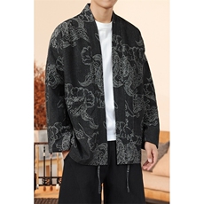 春夏新中式牛仔道袍龙纹唐装日系种风外套汉服开衫H335/P110，男装民族服装，钱塘713