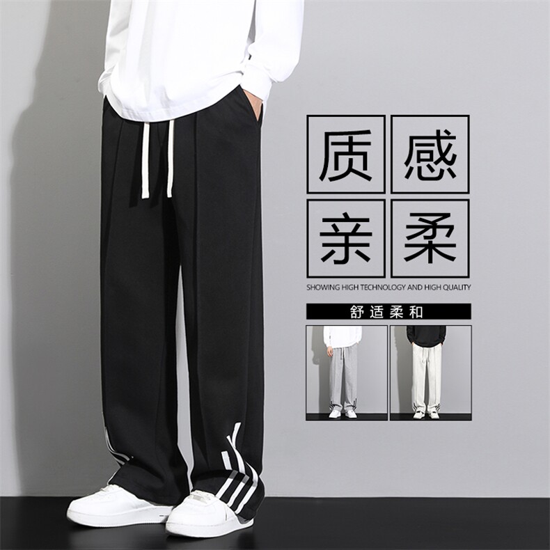 美式潮牌休闲秋季2024新款宽松直筒阔腿百搭运动卫裤WK90-特批-30图片