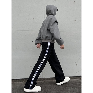 B221美式ins高街小众宽松三条杠运动牛仔裤LK23139-P65控88