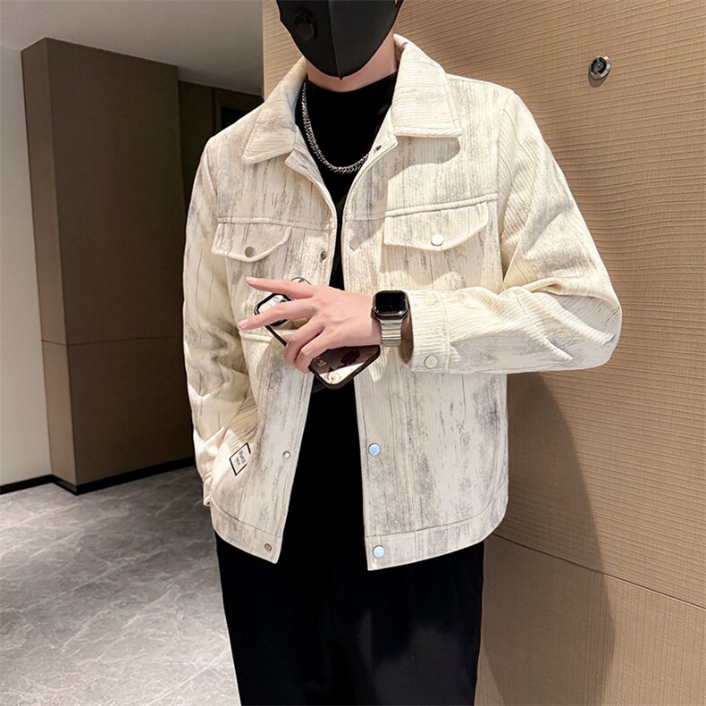 B216 JK5608 P120 2025秋冬装新款男士夹克外套扎染呢子 社会风图片
