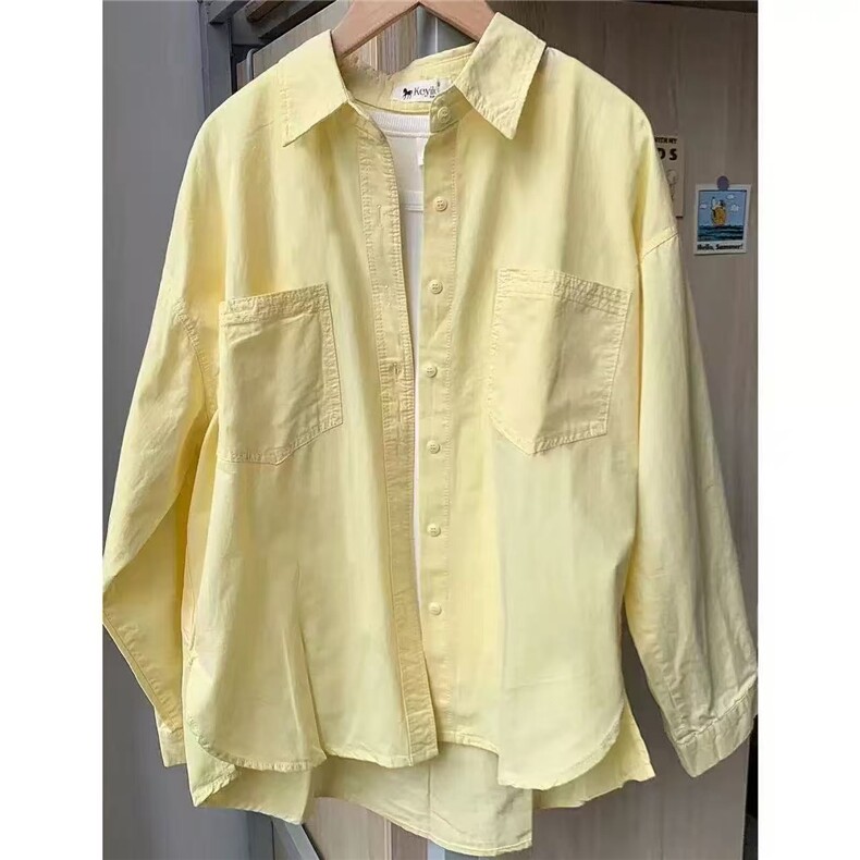 轻奢多巴胺纯棉衬衫男女内搭叠穿宽松休闲中长款衬衣LS157P39,男装衬衫,星座1013-5