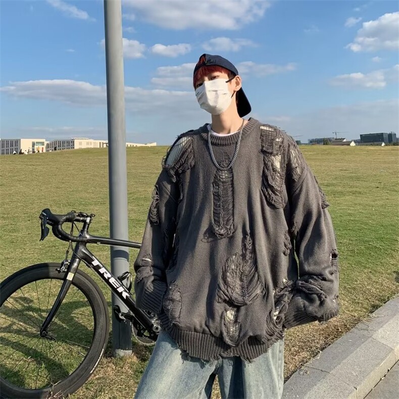 毛衣男港味2023秋季复古日系针织衫双层假两件M724P46,男装针织衫/毛衣,星座1116-2