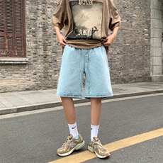牛仔短裤男夏季薄款潮牌码休闲中裤男美式五分裤子男款N0761-P38，男装牛仔裤，星座308B-1