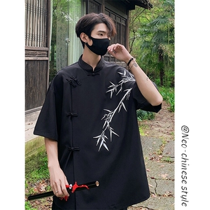 特批P30无差价25夏新中式盘扣冰丝凉感潮流五分短袖衬衫男CD2291图片