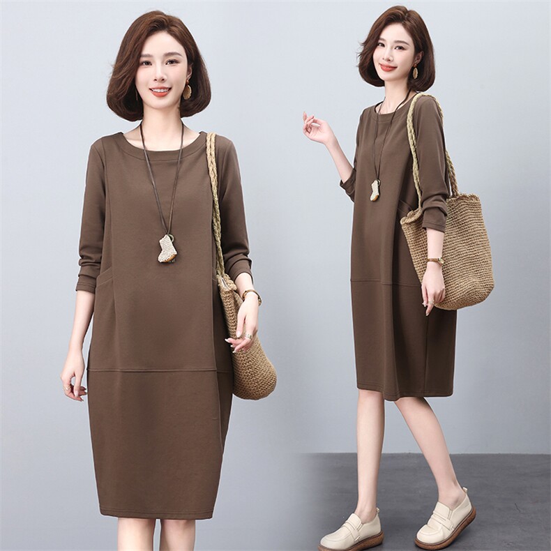 大码卫衣裙妈妈洋气休闲中长款裙子连衣裙女春秋2025秋季新款宽松，女装连衣裙，依恋蒂丝