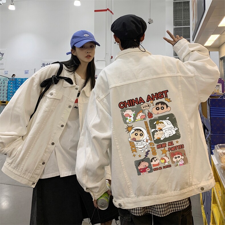 秋季港风大码不一样情侣学生印花牛仔外套男JK562-P6588图片