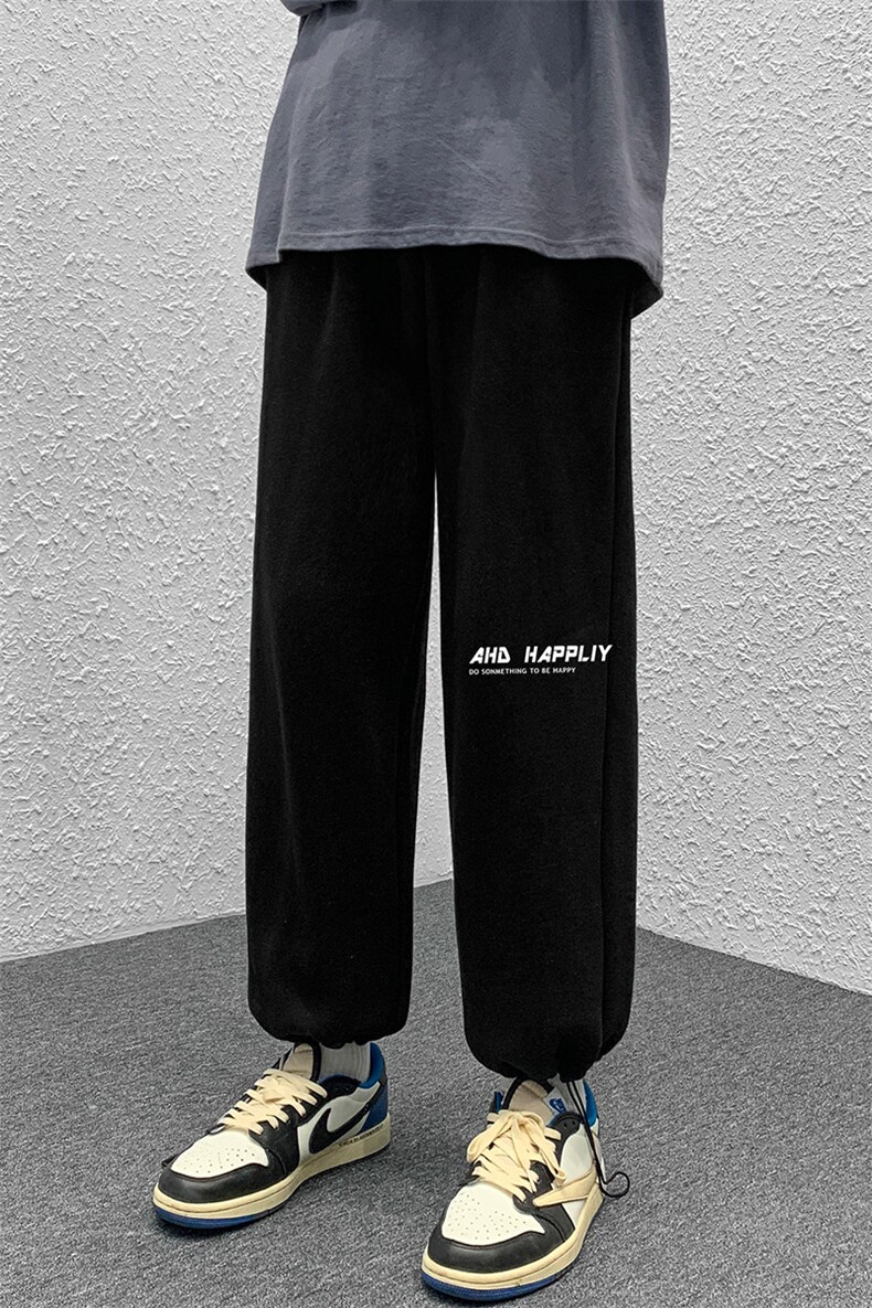 K13117-P35加绒-P45可束脚加厚加绒运动裤男大码宽松直筒卫裤男,男装休闲裤,电商A040