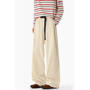 1506-1/KK241371/P58春季新款港风明线腰带设计休闲裤男春秋直筒图片