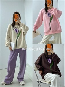 现货，手工勾花，立体花卫衣,女装卫衣/绒衫,D3N