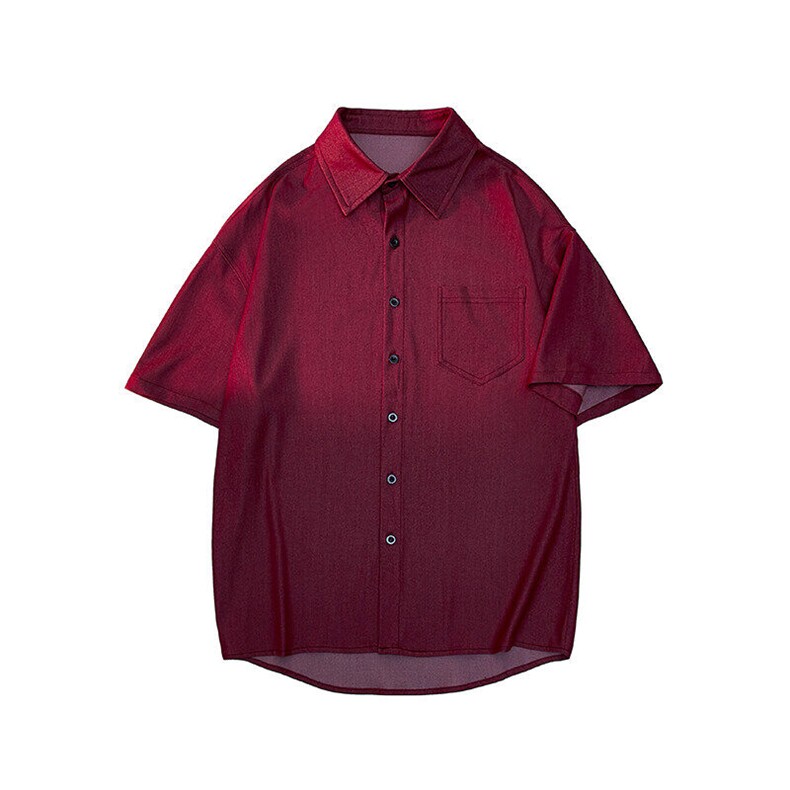8XL-M冰丝牛仔短袖衬衫男款夏季薄款宽松慵懒衬衣外套DC28006P60,男装T恤,电商B312