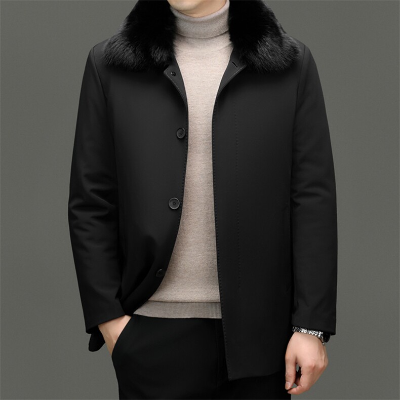 XL-YR8981新款冬季男士鸭绒羽绒服狐狸毛领保暖外套修身风衣大衣,男装风衣,电商B360