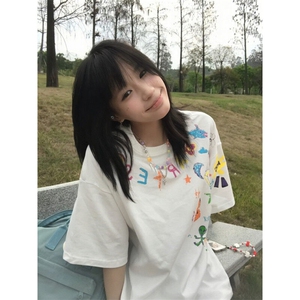 【有货】BK898CC-特P27 创意卡通涂鸦印花短袖T恤男女图片