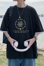 JT55163-P25假两件短袖t恤男大码胖子半袖体恤半截袖港风，男装T恤，电商A040