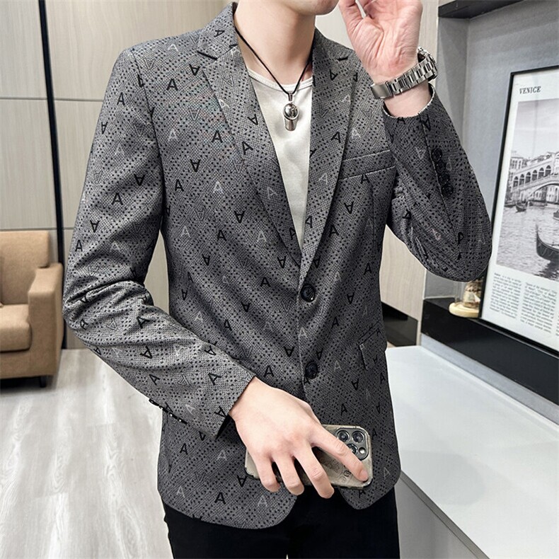 春秋帅气休闲韩版修身提花男士小西服两扣西服XZ613B-5317-P70,男装西服,星座613B
