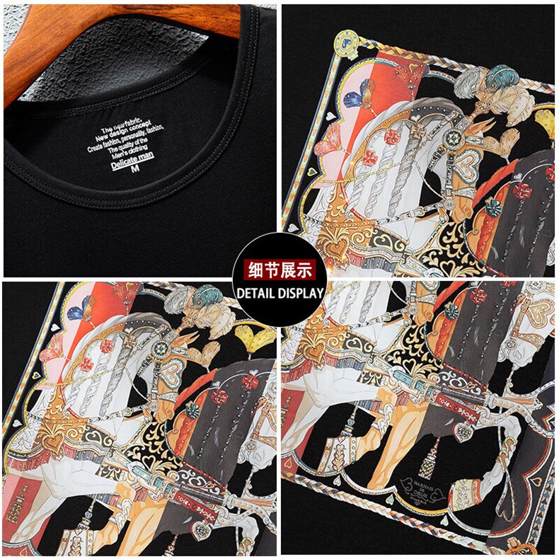 新款高品质套头短袖燙钻潮休闲圆领T恤夏季大码简欧上衣A2505-P63,男装T恤,电商A227B（原钱塘4066-1）