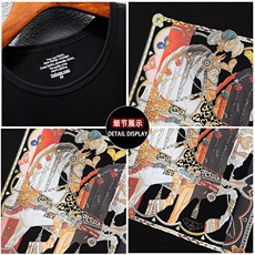 新款高品质套头短袖燙钻潮休闲圆领T恤夏季大码简欧上衣A2505-P63，男装T恤，电商A227B（原钱塘4066-1）